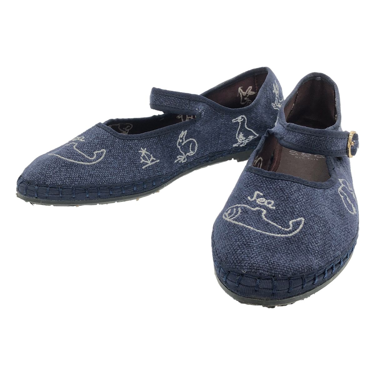 Sea York×Flabelus シーニューヨーク フラベラス デミ メリージェーン フラットシューズ ネイビー 38