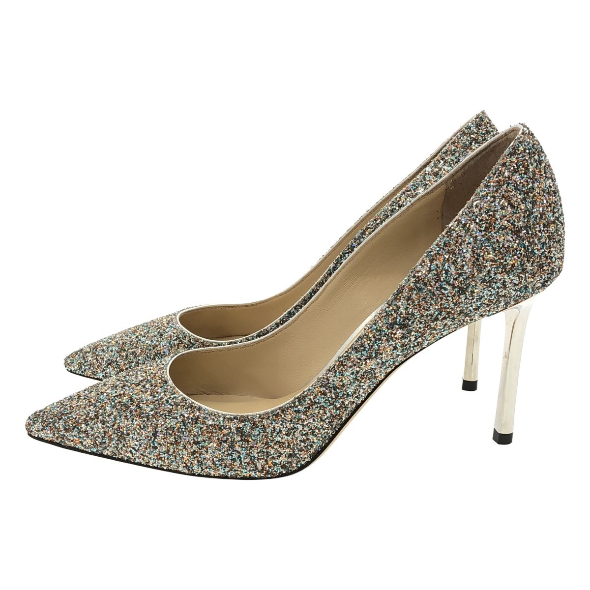 JIMMY CHOO ジミー チュウ ROMY 85 ジョイコースグリッターヒールパンプス シルバー 37