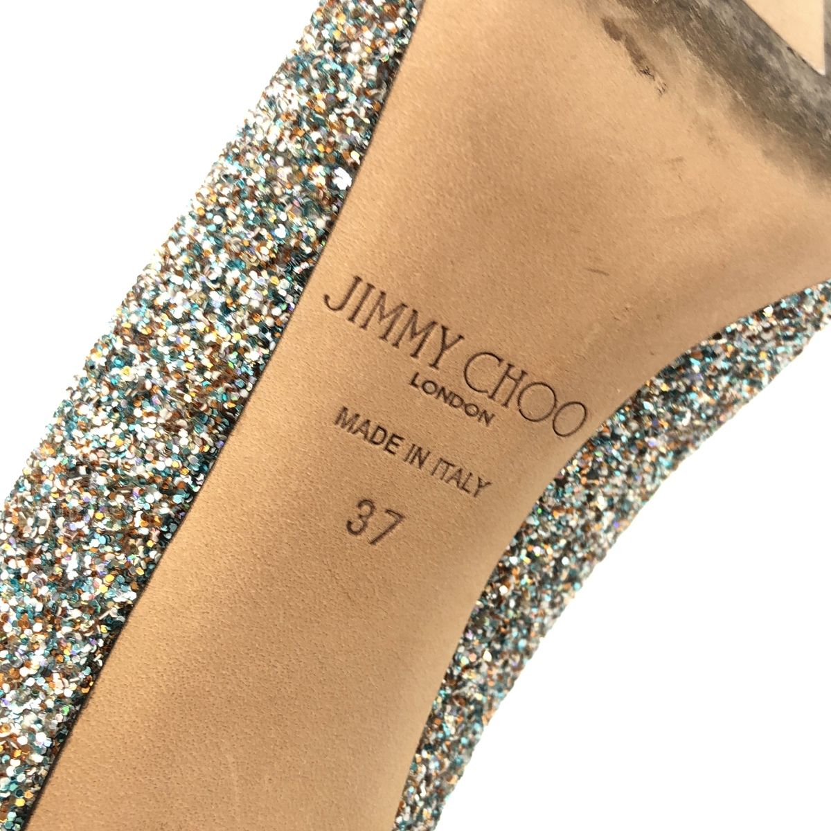  JIMMY CHOO ジミー チュウ ROMY 85 ジョイコースグリッターヒールパンプス シルバー 37 ハイヒール パンプス パンプス