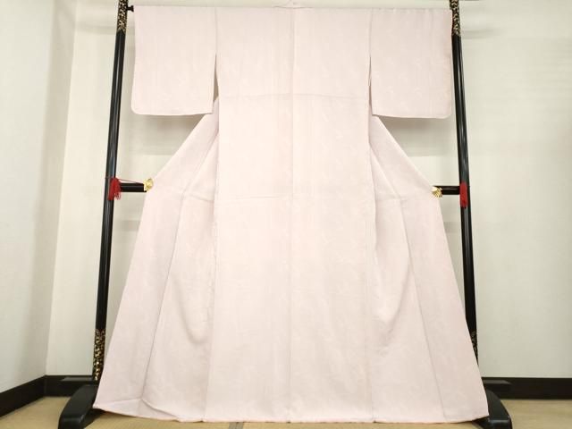 平和屋着物 上質な色無地 亀甲笹竹地紋 薄柿色 正絹 ck