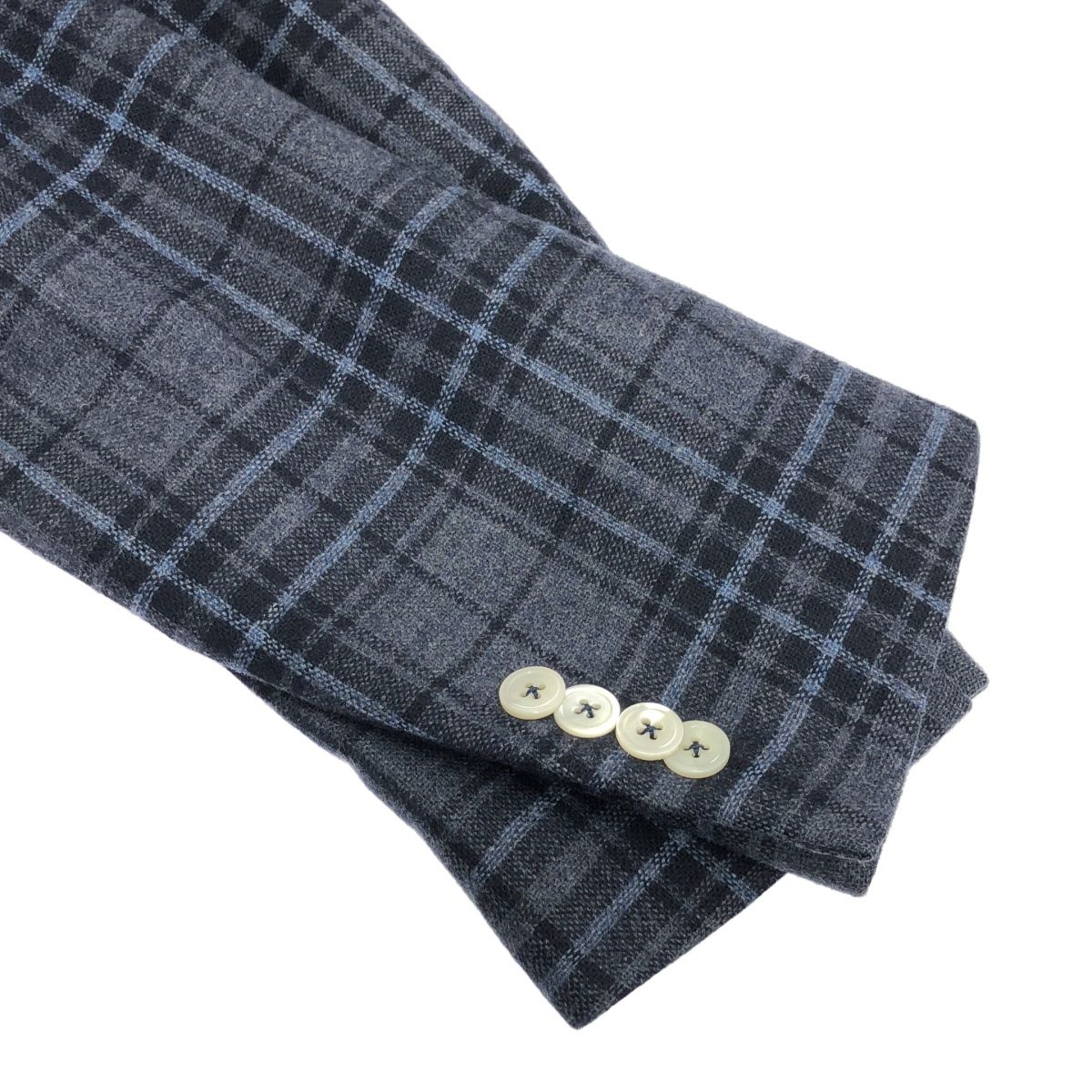 ISAIA イザイア ウールカシミヤチェックテーラードジャケット ブルー