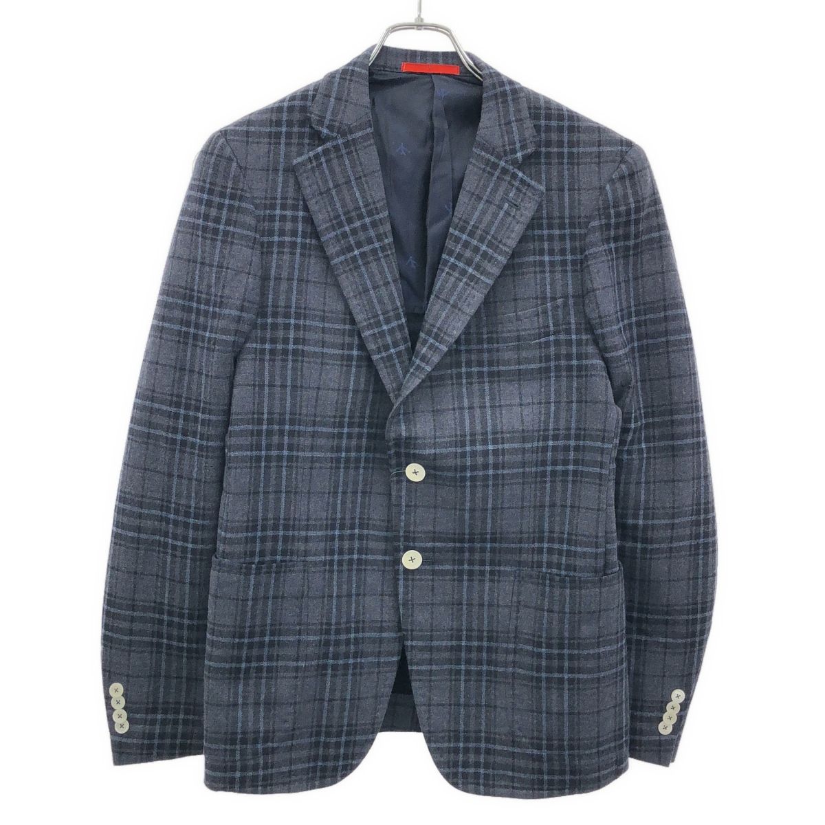 ISAIA イザイア ウールカシミヤチェックテーラードジャケット ブルー