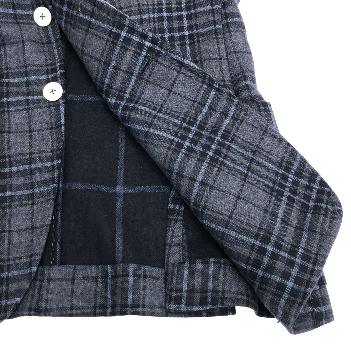 ISAIA イザイア ウールカシミヤチェックテーラードジャケット ブルー