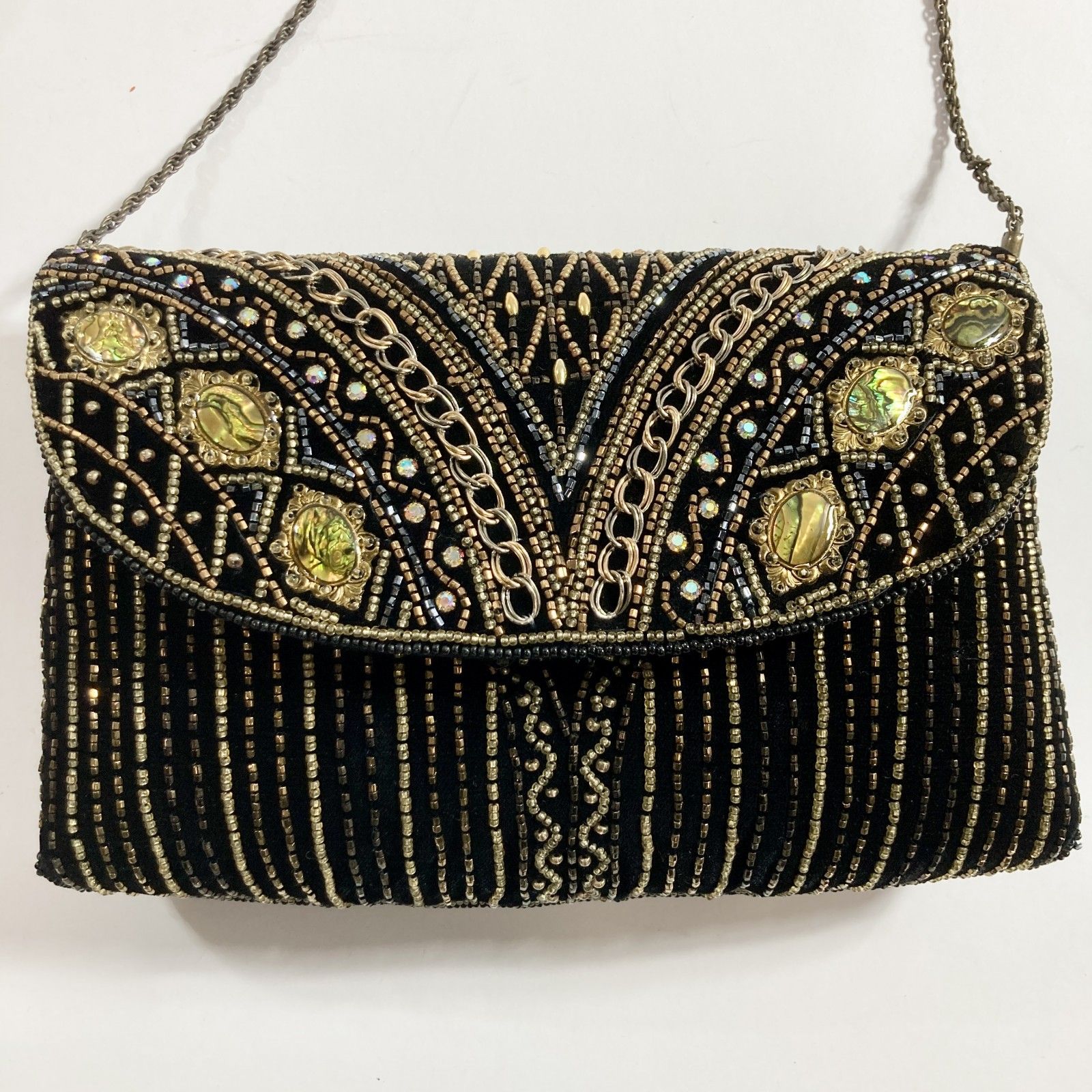 ビーズバッグ ベロア素材 刺繍 ビーズ細工 パーティ 結婚式 冠婚葬祭 ラインストーン 0.4 kg