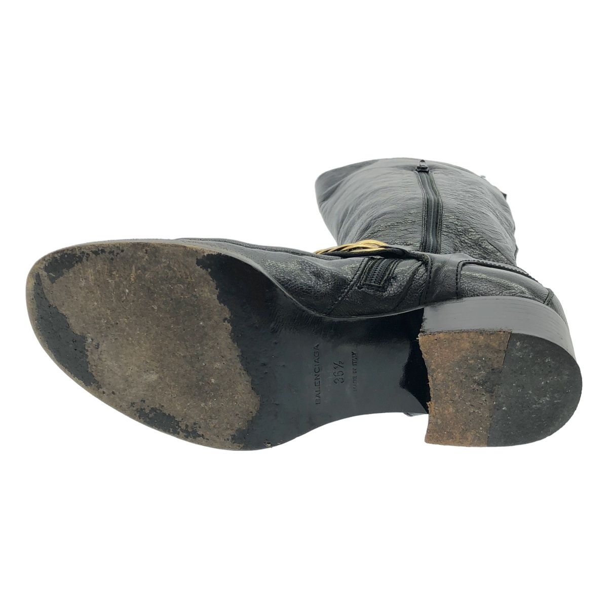 BALENCIAGA バレンシアガ リングチェーンストラップレザーロングブーツ