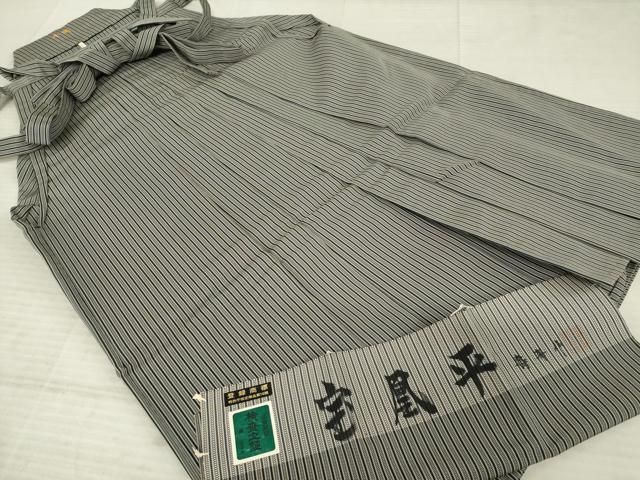 平和屋着物 男性 行灯袴 宝凰平 縞 寿峯作 反端付き 正絹 ck