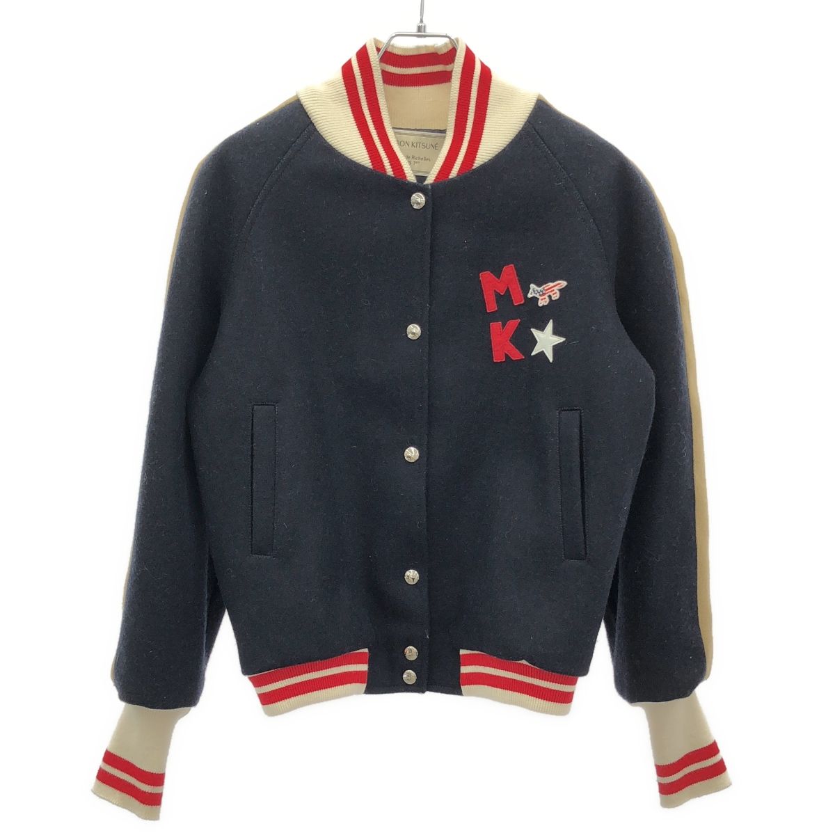 MAISON KITSUNE メゾンキツネ メルトンウールスタジャン KWL 1750 B ネイビー S