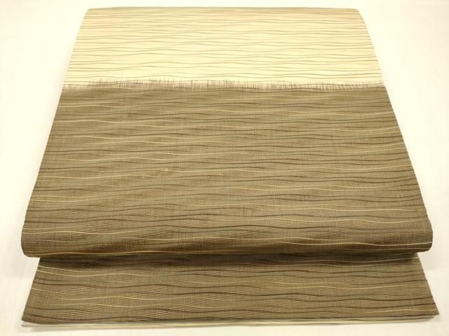 平和屋着物 全通柄袋帯 よろけ縞 正絹 cm