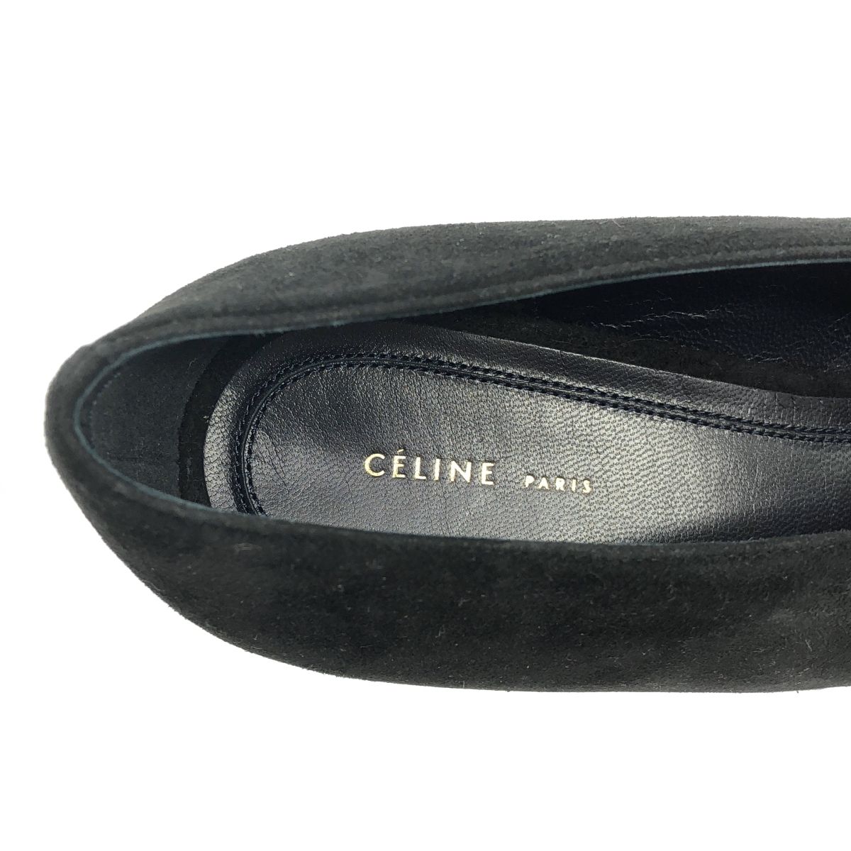  CELINE by Phoebe Philo セリーヌ フィービーファイロ ポインテッドトゥスウェードパンプス ブラック 37.5 ハイヒール パンプス パンプス