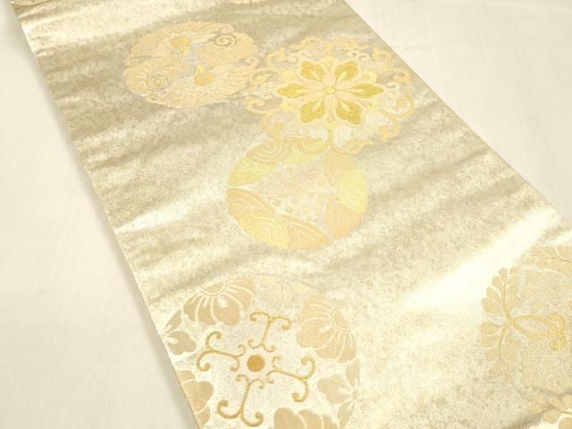 平和屋着物 六通柄袋帯 手織り錦本金 梅花瑞翔華文 引箔 正絹 cm