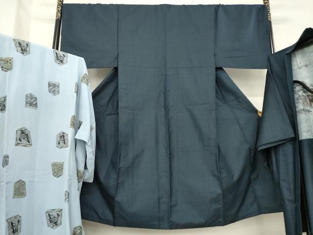 平和屋着物 男性 紬 アンサンブル 長襦袢 袷 セット 亀甲絣 正絹 ck