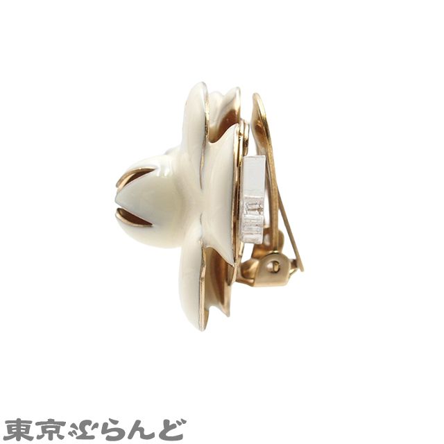 シャネル CHANEL カメリア オフホワイト メタル ココマーク コスチュームジュエリー 02 P イヤリング レディース