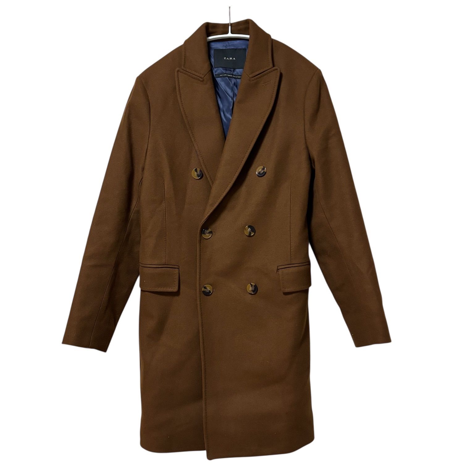 ZM1695 ZARA ザラ チェスターコート ダブルブレストブラウン メンズ S