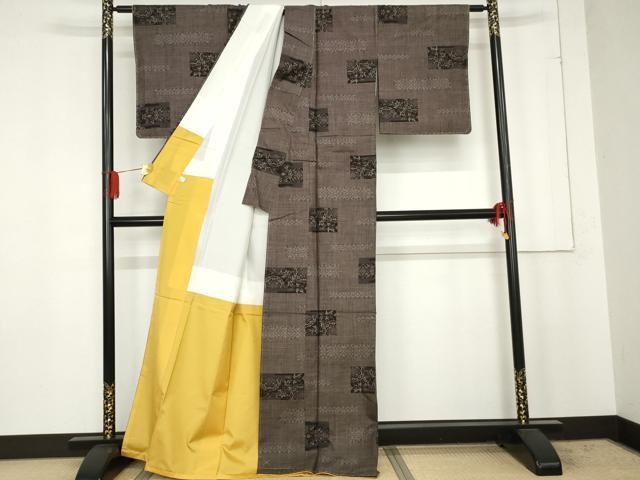 平和屋着物●本場大島紬　一元7マルキ　霞短冊文　正絹　逸品　AABD1583ck 平和屋着物○本場大島紬 一元7マルキ 霞短冊文 正絹 逸品 AABD1583ck 平和