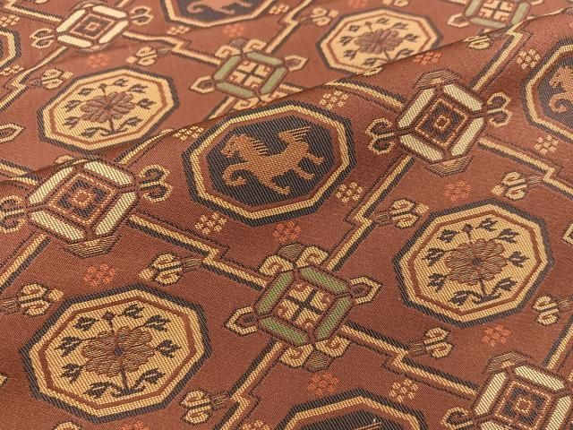  平和屋着物 名物裂一筋 西陣 あらいそ謹製 全通柄袋帯 動物花文 正絹 mz 袋帯 帯