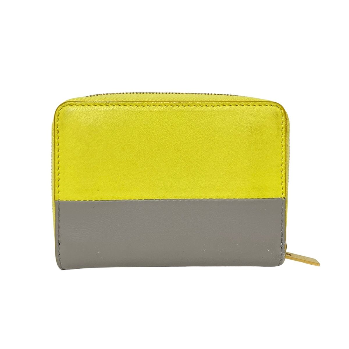 CELINE セリーヌ コインケース - イエロー×グレー バイ ラウンドファスナー レザー