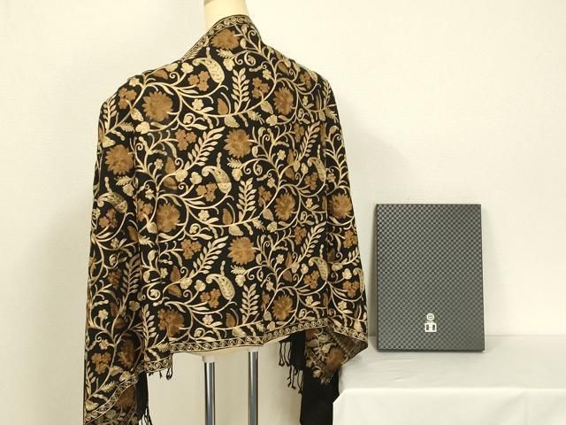 平和屋着物 和装小物 OKAJIMA 岡重謹製 ショール ストール インド刺繍 和装併用 防寒 レディース ay