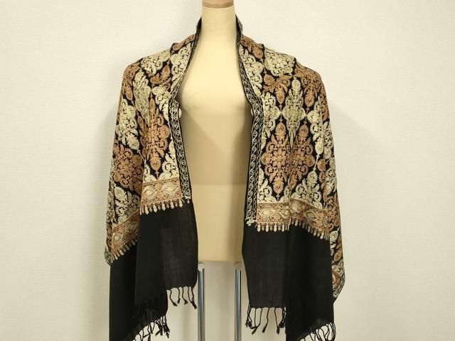 平和屋着物○和装小物 OKAJIMA 岡重謹製 ショール ストール インド刺繍