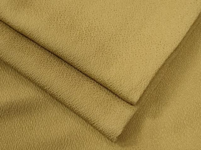 平和屋着物 上質な色無地 吉祥地紋 黄橡色 正絹 yc