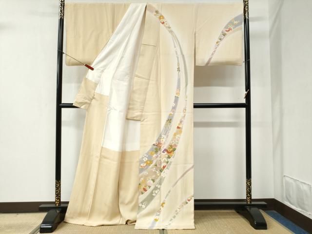 平和屋着物 創業460年 千總 訪問着 駒刺繍 鬘帯吉祥草花文 暈し染め 金彩 ますいわ屋扱い ロング丈 正絹 yc