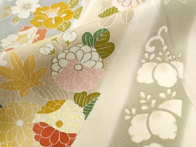 平和屋着物●訪問着　駒刺繍　総刺繍　鬘帯鳳凰更紗吉祥花文　黒地　金糸　ますいわ屋扱い　正絹　逸品　CABE2543yc 平和屋着物○訪問着 駒刺繍 総刺繍 鬘帯鳳凰更紗吉祥花文 黒地 金糸