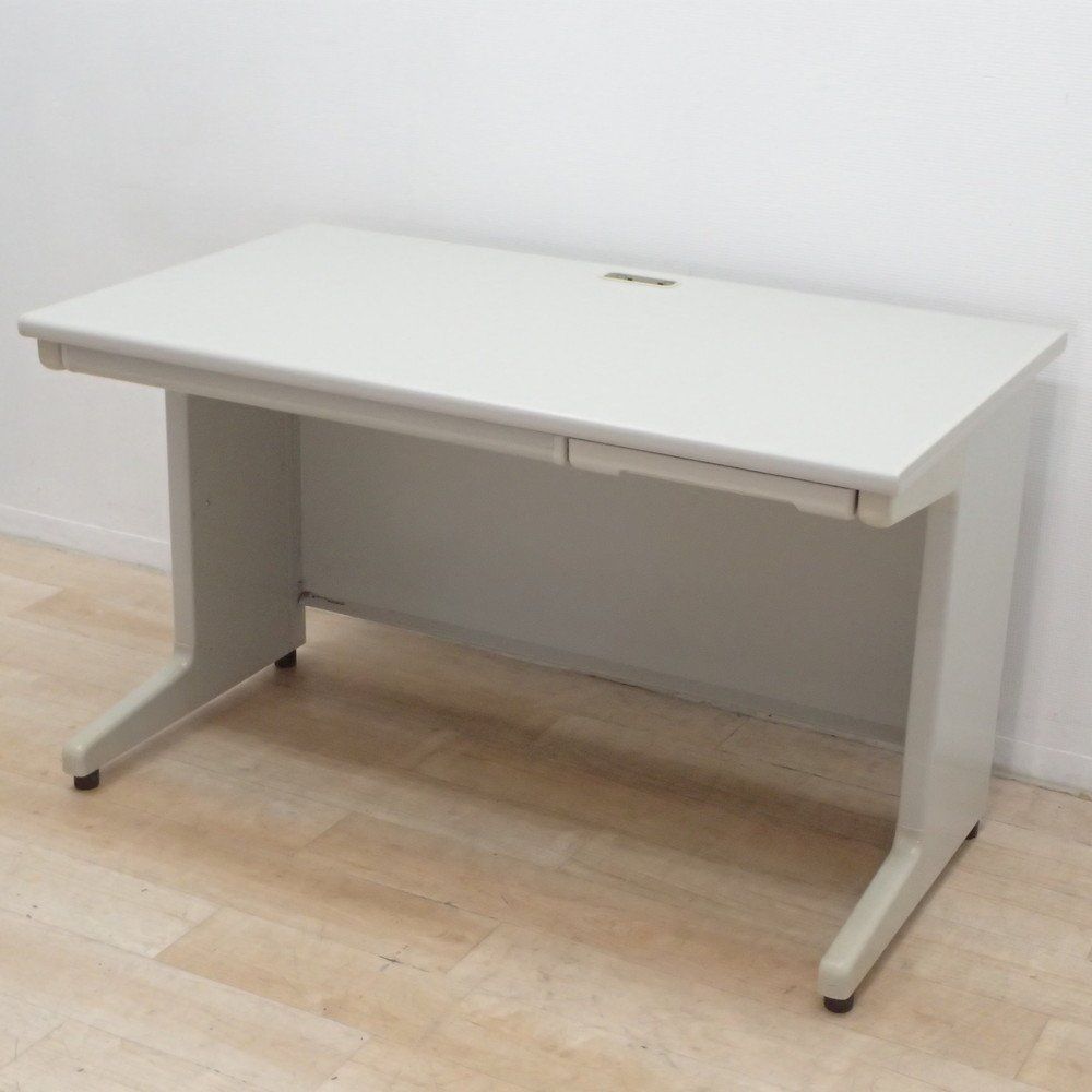 プラス PLUS フラットライン 平デスク RY T 127 W 1200 D 700 H グレー 平机 L字脚 配線口 WH EG 19322 オフィス家具