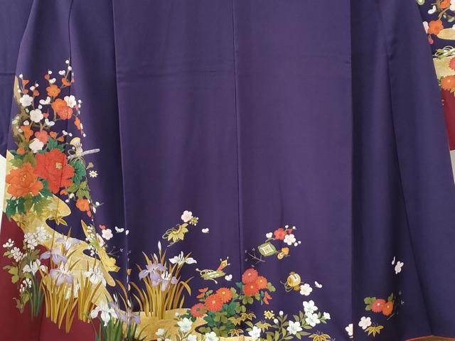 平和屋着物○豪華振袖 横笛吉祥牡丹花文 ラメ糸 金彩 正絹 逸品