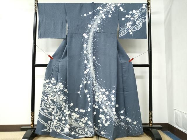 平和屋着物 訪問着 絞り 流水葡萄蔦の葉文 三越扱い 正絹 yc