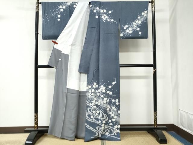 平和屋着物 訪問着 絞り 流水葡萄蔦の葉文 三越扱い 正絹 yc