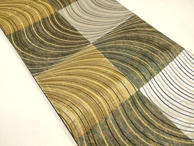 平和屋着物 染色作家 草野一騎 六通柄袋帯 流水文 金銀糸 引箔 正絹 cm