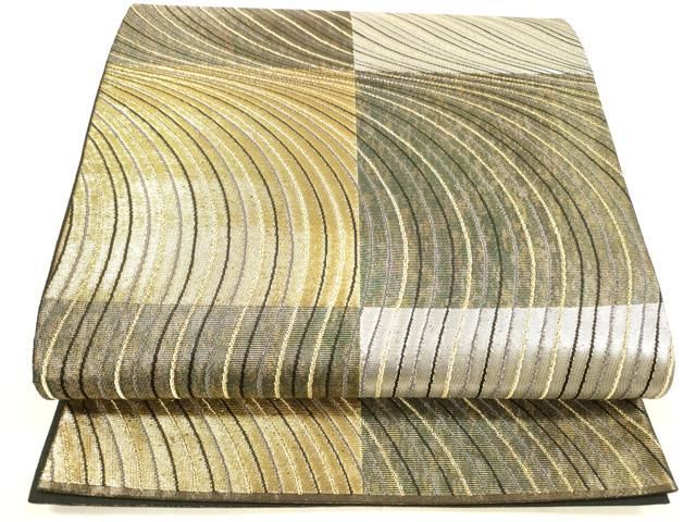 平和屋着物 染色作家 草野一騎 六通柄袋帯 流水文 金銀糸 引箔 正絹 cm