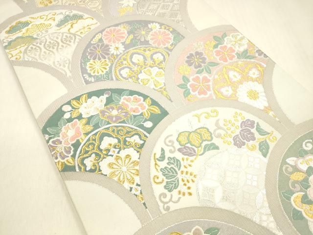 平和屋着物 六通柄袋帯 唐織 作家物 青海波草花文 金銀糸 正絹 cm