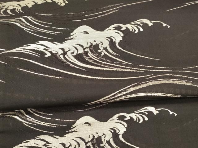  平和屋着物 アンティーク 大正ロマン 丸帯 流水文 黒地 銀糸 正絹 cm その他 着物 浴衣