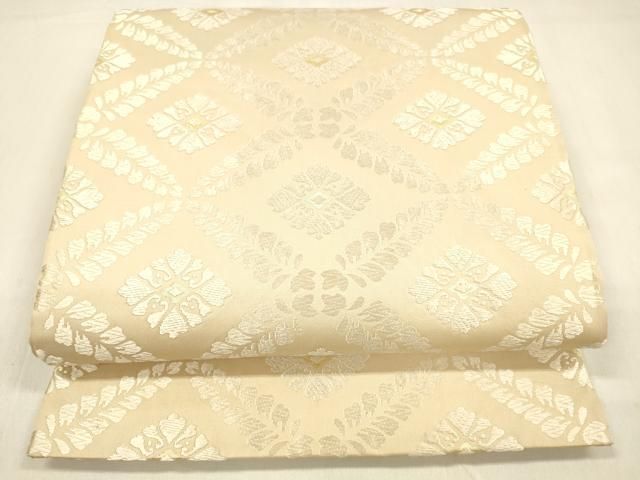 平和屋着物 六通柄袋帯 草木染 唐織 花菱文 金糸 正絹 cm