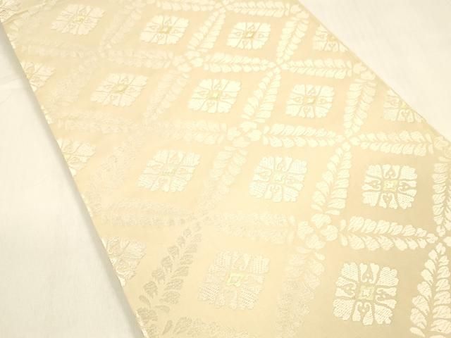 平和屋着物 六通柄袋帯 草木染 唐織 花菱文 金糸 正絹 cm