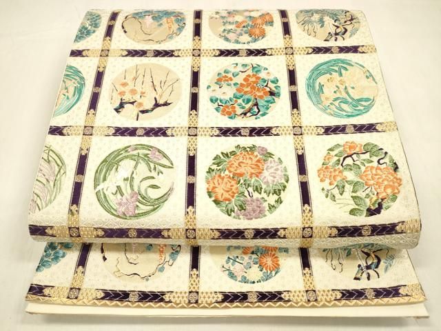 平和屋着物 六通柄袋帯 唐織 本願寺天井絵 金糸 正絹 cm