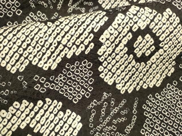  平和屋着物 全通柄九寸名古屋帯 総絞り 草花文 黒地 正絹 cm 名古屋帯 帯