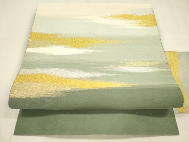 平和屋着物 爪掻き本綴れ 八寸名古屋帯 霞文 金銀糸 正絹 cm