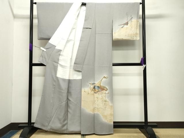 平和屋着物 友禅師 京の名工 伝統工芸士 樽本伊勢蔵 訪問着 手描き 万葉稚楽器 暈し染め 金銀彩反端付き 正絹 gh