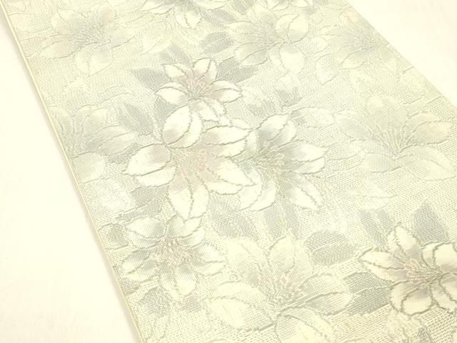 平和屋着物 六通柄袋帯 紬地 草花文 正絹 cm