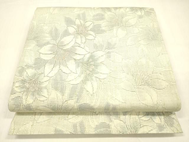 平和屋着物 六通柄袋帯 紬地 草花文 正絹 cm