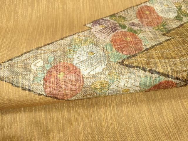  平和屋着物 太鼓柄袋帯 ベールすくい織 草花文 金銀糸 正絹 cm 袋帯 帯