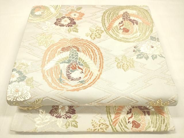 平和屋着物 六通柄袋帯 唐織 明貴瑞兆文 金糸 正絹 cm