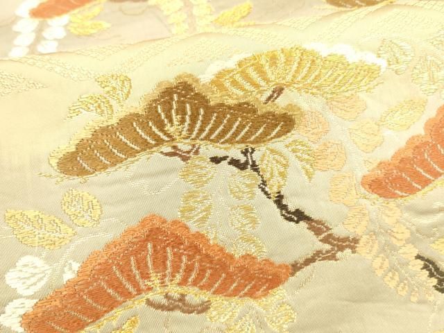  平和屋着物 六通柄袋帯 唐織 枝花松文 金糸 正絹 cm 袋帯 帯