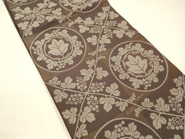 平和屋着物 六通柄 本袋帯 葡萄蔦の葉文 正絹 cm
