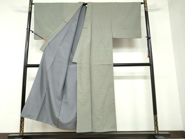 平和屋着物 男性 お召 麹塵色 正絹 ud