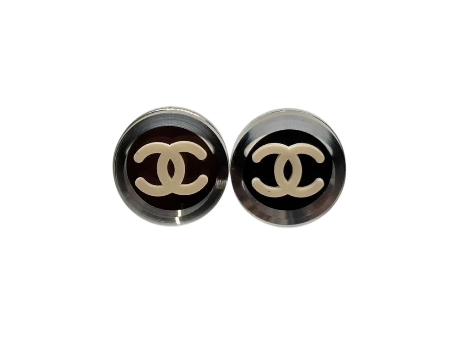 CHANEL シャネル ココマーク ラウンドピアス 重量約4.0 g 03 C刻印 ミラー レジン メタル クリア シルバー 両耳用 4 b 009792