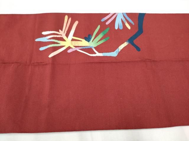  平和屋着物 爪掻き本綴れ 八寸名古屋帯 作家物 枝松葉文 金糸 共 き 正絹 hy 名古屋帯 帯