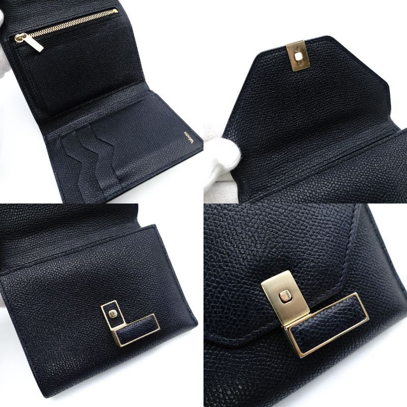 ほぼ未使用✨ヴァレクストラ イジィデ ウォレット コンパクトウォレット ブラック ヴァレクストラ Valextra イジィデ コンパクト ウォレット レザー