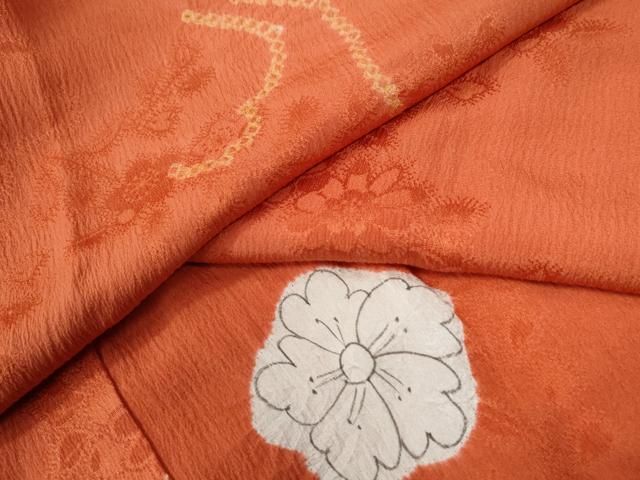 平和屋着物 長襦袢 無双仕立て 手描き 絞り 舞花文 半衿刺繍 正絹 yc